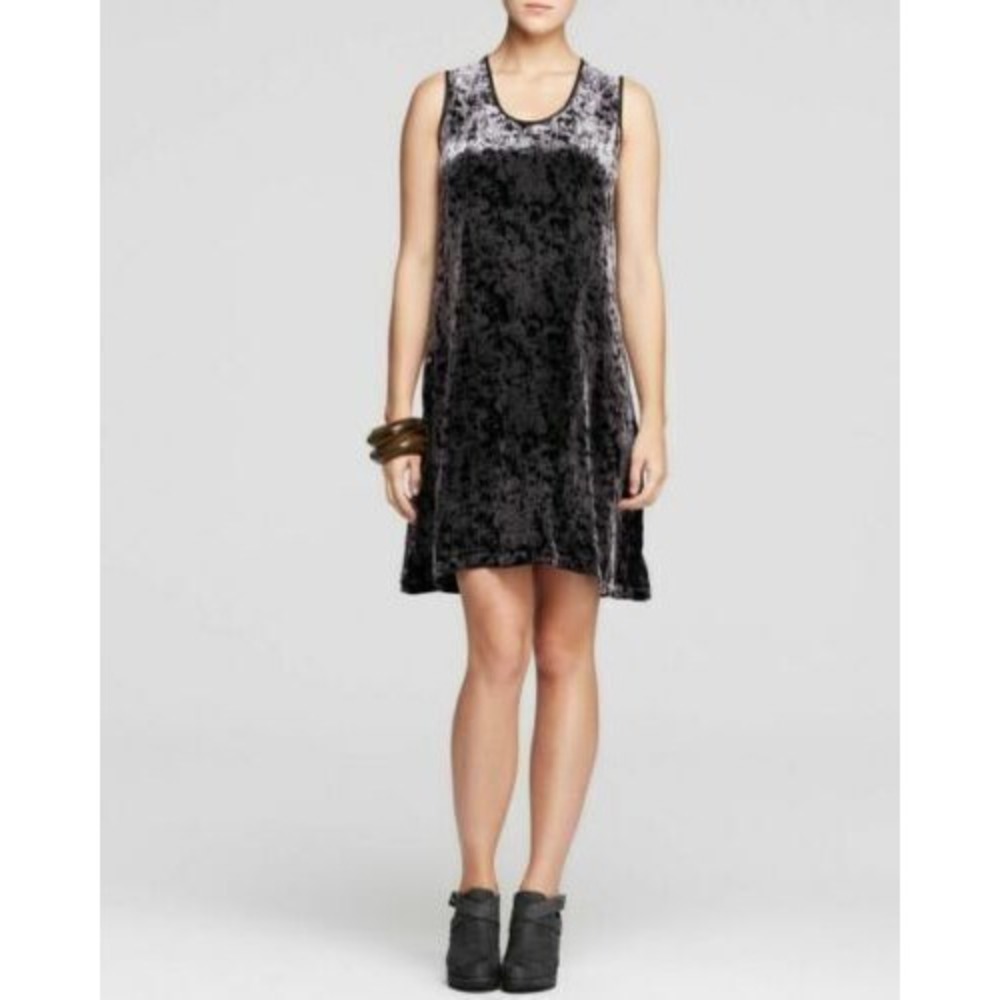 Eileen Fisher Sleeveless Crushed Velvet Dress Black Grunge Witchy Whimsigoth XS - Picture 12 of 12